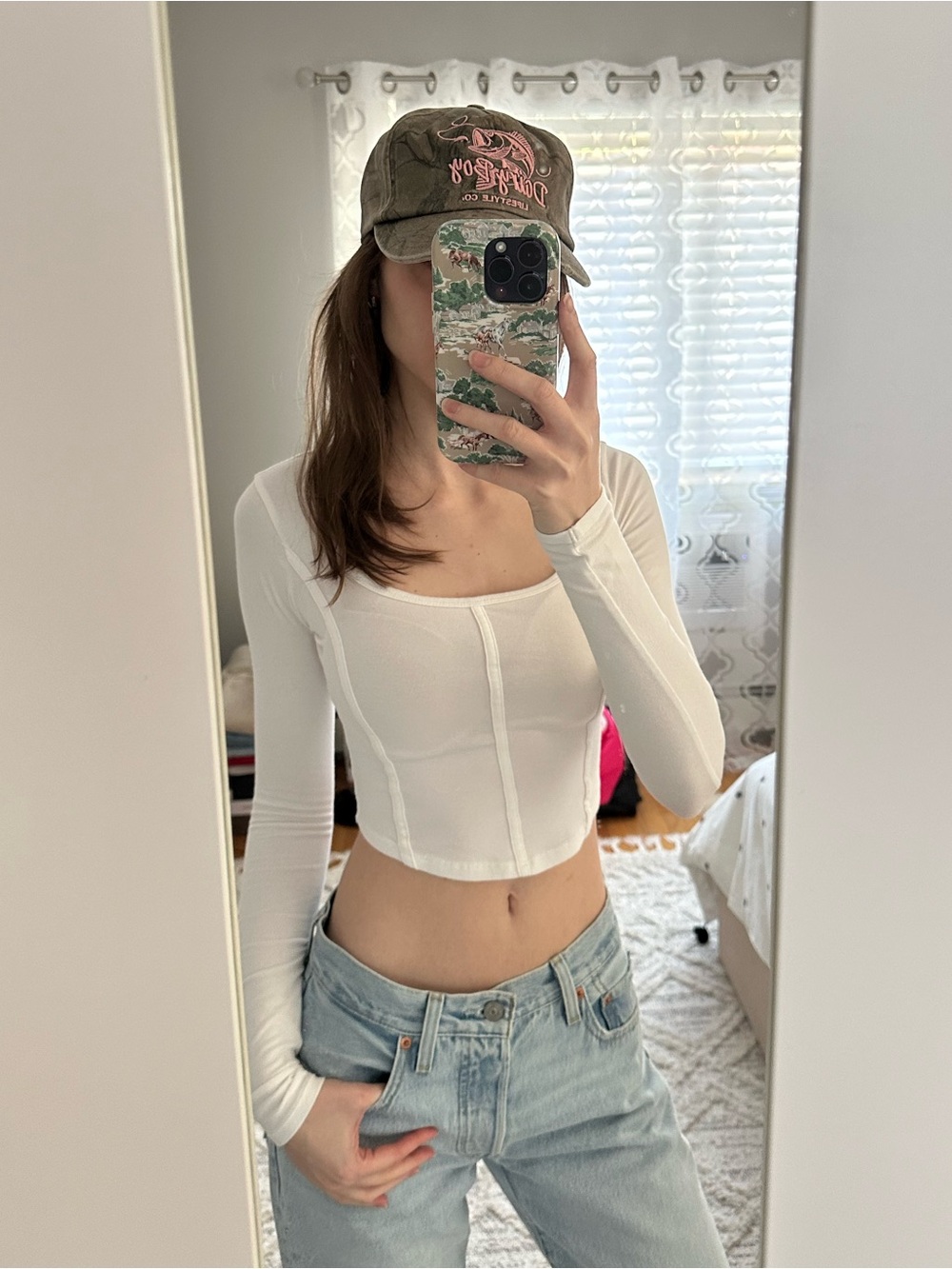 Hollister White Long Sleeve Corset Top